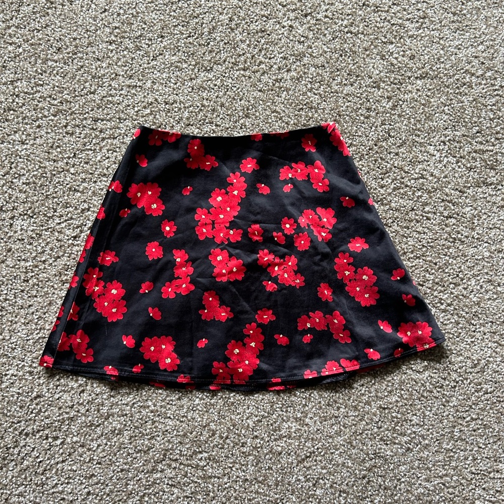 White Fox Black and Red Floral Skirt